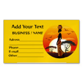 Afrikanische Beautiful Woman Silhouette über afrik Magnetische Visitenkarte (Vorderseite)