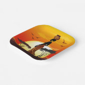 Afrikanische Beautiful Woman Silhouette über afrik Pappteller (Gewinkelt)