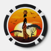 Afrikanische Beautiful Woman Silhouette über afrik Pokerchips (Rückseite)