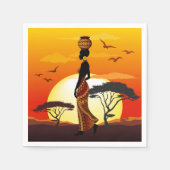 Afrikanische Beautiful Woman Silhouette über afrik Serviette (Vorderseite)