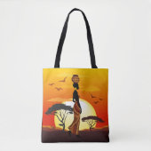 Afrikanische Beautiful Woman Silhouette über afrik Tasche (Vorderseite)