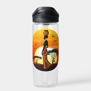 Afrikanische Beautiful Woman Silhouette über afrik Trinkflasche
