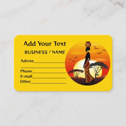 Afrikanische Beautiful Woman Silhouette über afrik Visitenkarte (Vorderseite)