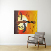 Afrikanische Beautiful Woman Silhouette über afrik Wandteppich (Beispiel (Horizontal))