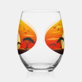 Afrikanische Beautiful Woman Silhouette über afrik Weinglas Ohne Stiel (Rechts)