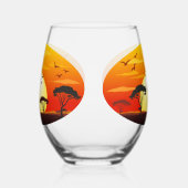 Afrikanische Beautiful Woman Silhouette über afrik Weinglas Ohne Stiel (Links)