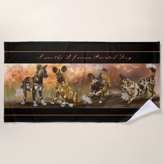 Afrikanische bemalte Welpen Strandtuch (Vorderseite)