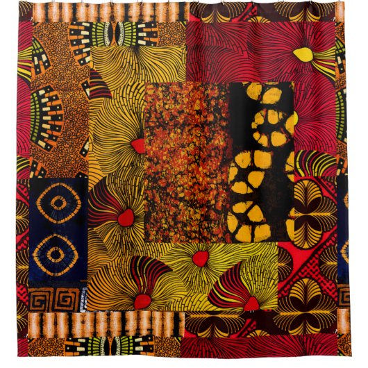 afrikanische Blumengrafik Duschvorhang (Vorderseite)