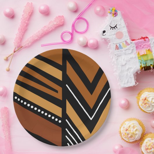 Afrikanische Bogolan-Papierplatte Pappteller (Party)