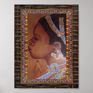 Afrikanische Braut mit verzierter Grenze Poster