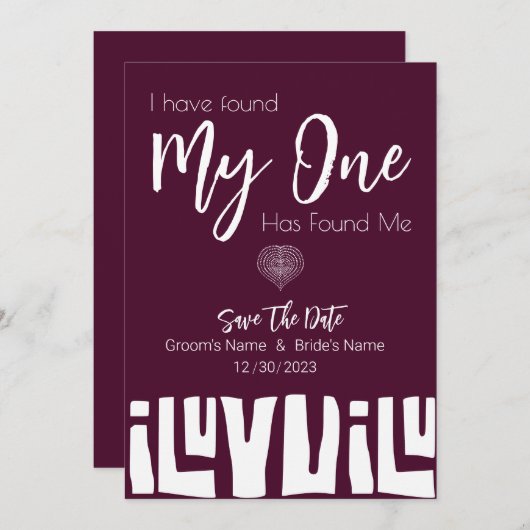 Afrikanische Burgunder-Weinhochzeit Save The Date (Vorne/Hinten)