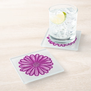 Afrikanische Daisy-Blume, realistische Illustratio Glasuntersetzer