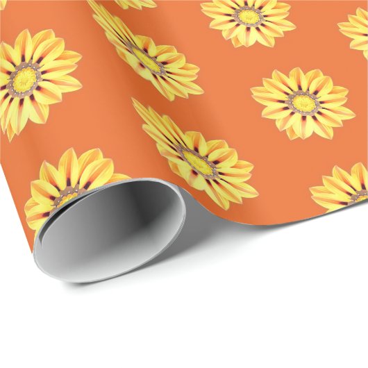 Afrikanische Daisy / Gazania, Orange und Gelb Geschenkpapier (Rolleneckpunkt)