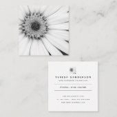 Afrikanische Daisy Monochrome Floral Quadratische Visitenkarte (Vorne/Hinten)