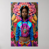 Afrikanische Dame mit Blumenspur Poster (Vorne)