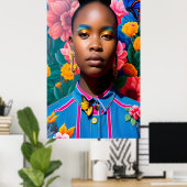 Afrikanische Dame mit Denim-Shirt Poster (Heimbüro)