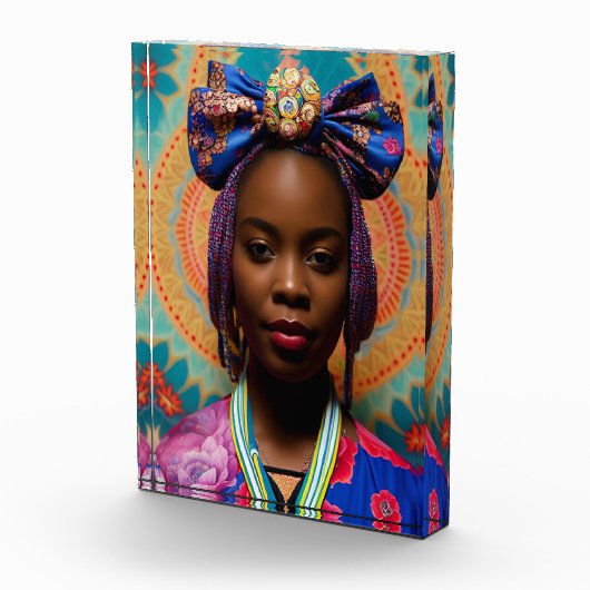 Afrikanische Dame mit großer Bug und Medaille Fotoblock (Rechts)