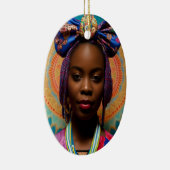 Afrikanische Dame mit großer Bug und Medaille Keramik Ornament (Rechts)