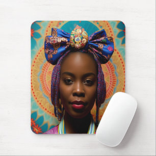 Afrikanische Dame mit großer Bug und Medaille Mousepad