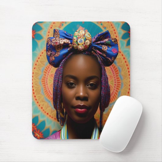 Afrikanische Dame mit großer Bug und Medaille Mousepad (Mit Mouse)