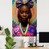 Afrikanische Dame mit großer Bug und Medaille Poster (Heimbüro)