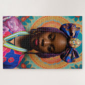 Afrikanische Dame mit großer Bug und Medaille Puzzle (Horizontal)