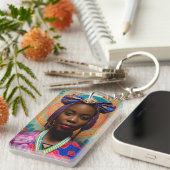 Afrikanische Dame mit großer Bug und Medaille Schlüsselanhänger (Vorderseite rechts)