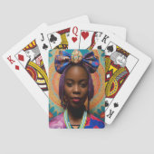Afrikanische Dame mit großer Bug und Medaille Spielkarten (Rückseite)