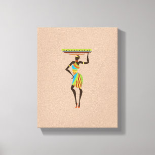 Afrikanische Dame mit korbfarbener Stammeskunst Leinwanddruck