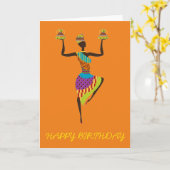 afrikanische Dame-Stammeskunst-Geburtstag Karte (Gelbe Blume)