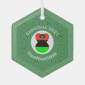 Afrikanische Diaspora-Engel-Weihnachtsflagge Perso Ornament Aus Glas (Vorderseite)