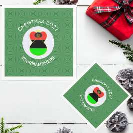 Afrikanische Diaspora-Engel-Weihnachtsflagge Perso Serviette