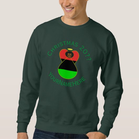 Afrikanische Diaspora-Engel-Weihnachtsflagge Perso Sweatshirt (Vorderseite)
