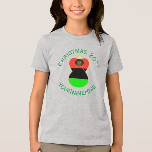Afrikanische Diaspora-Engel-Weihnachtsflagge Perso Tri-Blend Shirt (Vorderseite)