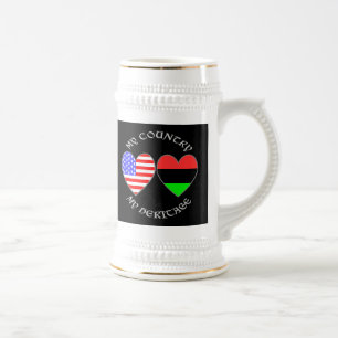 Afrikanische Diaspora USA-Flagge Herz Land Erbe Bierglas