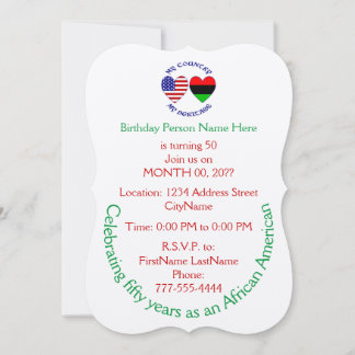Afrikanische Diaspora USA-Flagge Herz Land Erbe Einladung