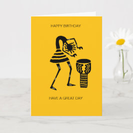 Afrikanische Drumming Silhouette Drumming Girl Geb Karte