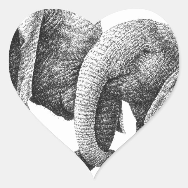 Afrikanische Elefant-Aufkleber Herz-Aufkleber (Vorderseite)