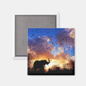 Afrikanische Elefant-Silhouette bei Sunset Magnet (Vorderseite/Rückseite)