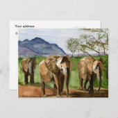 Afrikanische Elefanten Aquarellbilder Postkarte (Vorne/Hinten)