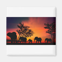 Afrikanische Elefanten auf der Ebene Serengeti Magnet