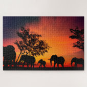 Afrikanische Elefanten auf der Ebene Serengeti Puzzle (Horizontal)