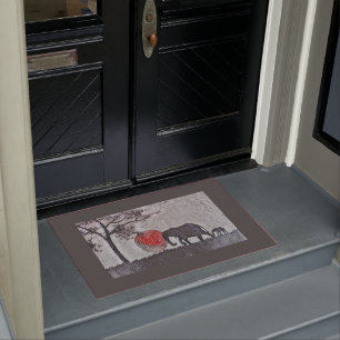 Afrikanische Elefanten Door Mat Fußmatte