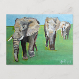 Afrikanische Elefanten Malen Kunst Postkarte