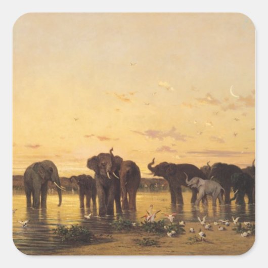 Afrikanische Elefanten Quadratischer Aufkleber (Vorderseite)