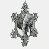 Afrikanische Elefanten Schneeflocken Zinn-Ornament (Links)