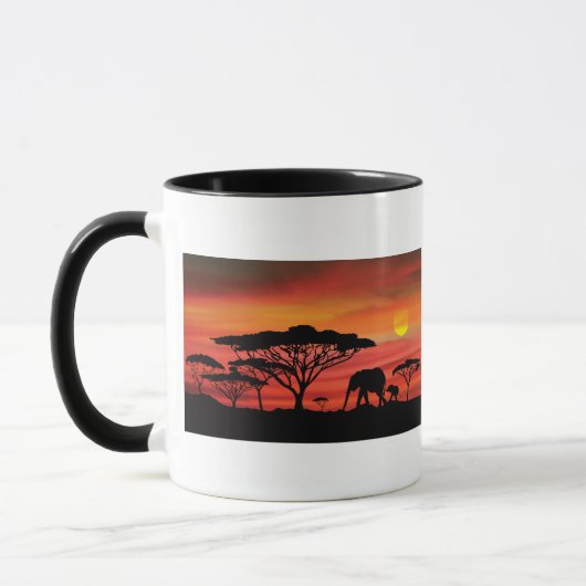 Afrikanische Elefanten Sunset Tasse (Links)