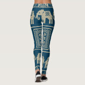 Afrikanische Elefanten Trendy Marine blauer Hinter Leggings (Rückseite)