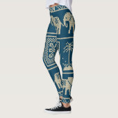 Afrikanische Elefanten Trendy Marine blauer Hinter Leggings (Links)