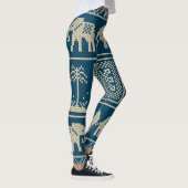 Afrikanische Elefanten Trendy Marine blauer Hinter Leggings (Rechts)